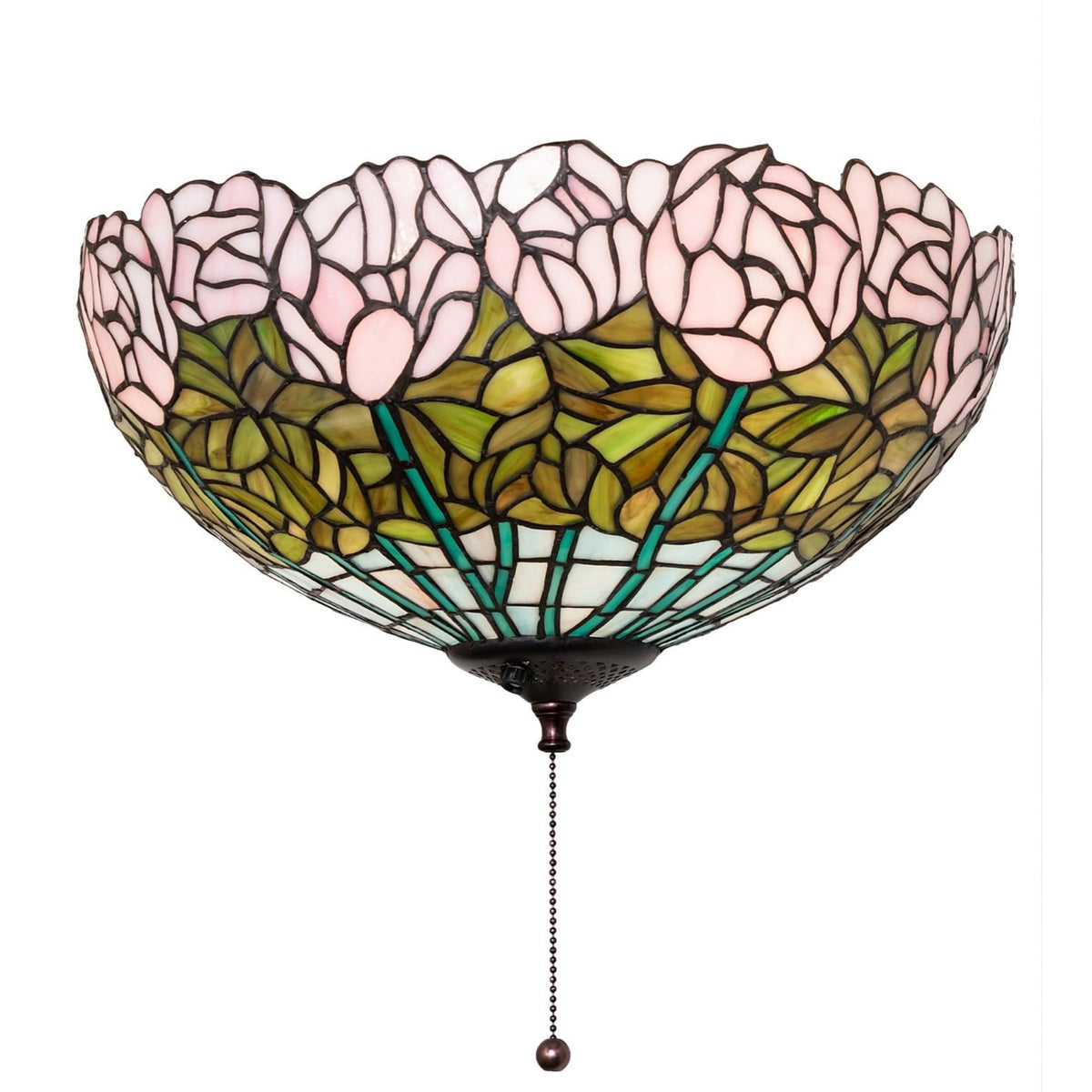 16' Wide Tiffany Cabbage Rose Fan Light Fixture