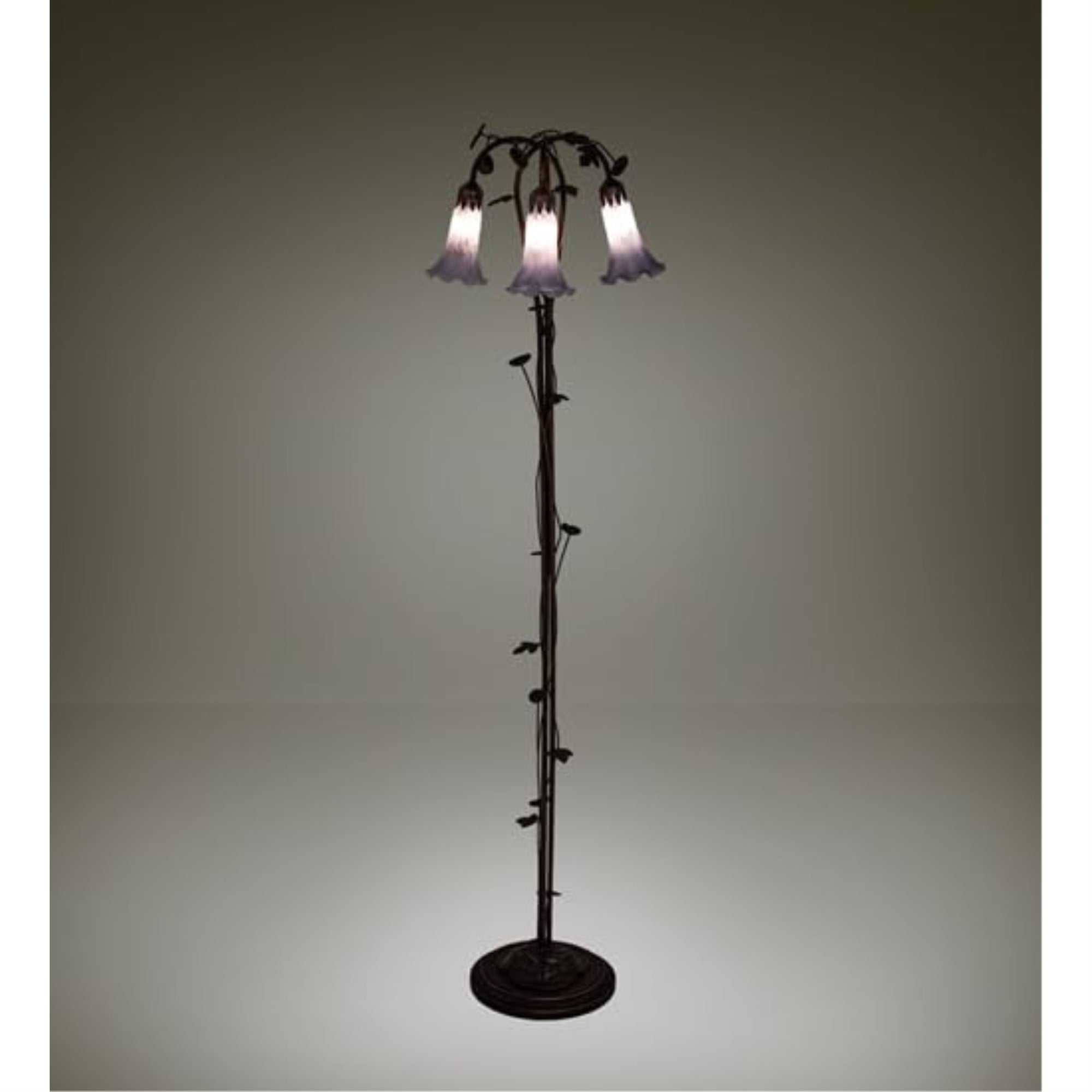 58' High Gray Tiffany Pond Lily 3 Light Floor Lamp