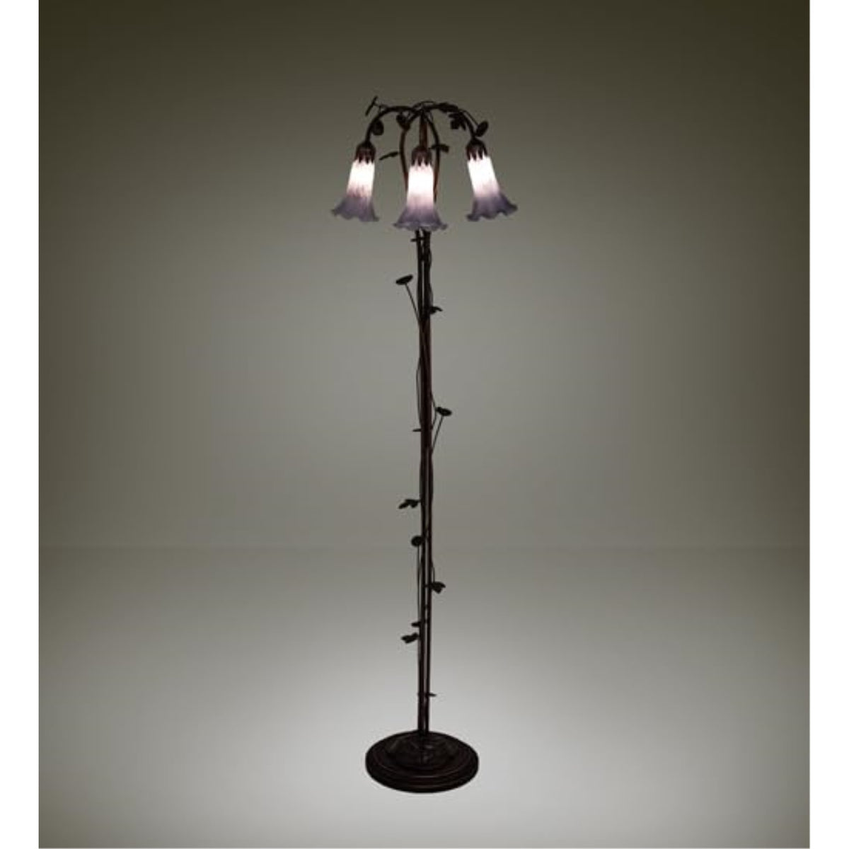 58' High Gray Tiffany Pond Lily 3 Light Floor Lamp