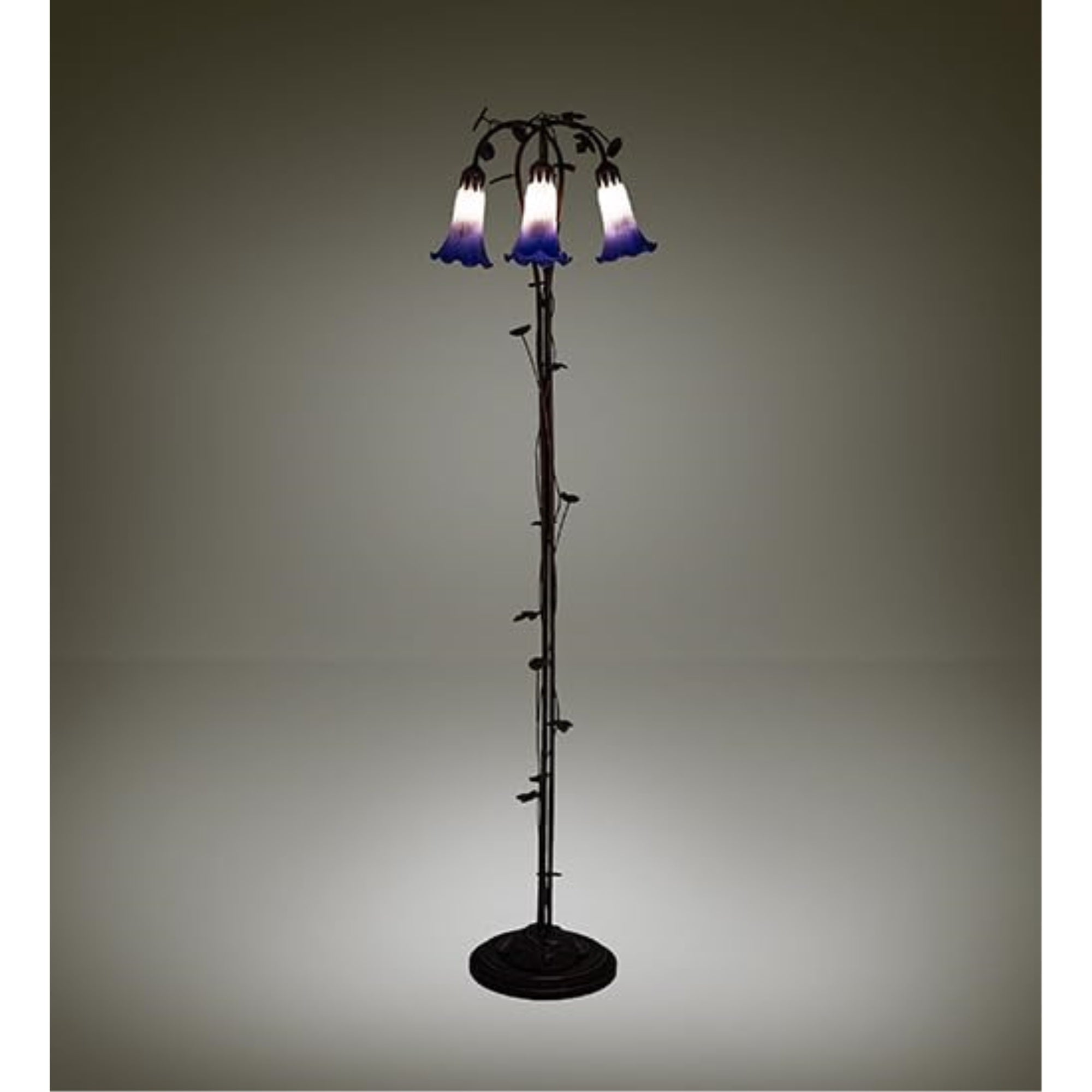 58' High Blue/White Pond Lily 3 Light Floor Lamp