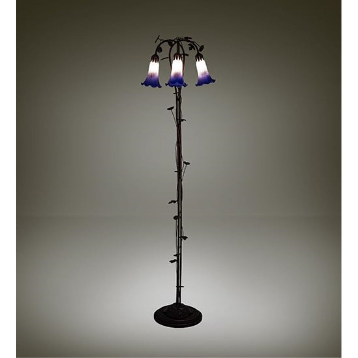 58' High Blue/White Pond Lily 3 Light Floor Lamp