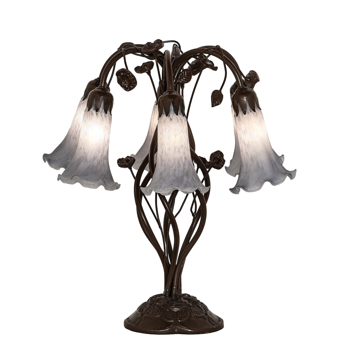 19' High Gray Tiffany Pond Lily 6 Light Table Lamp