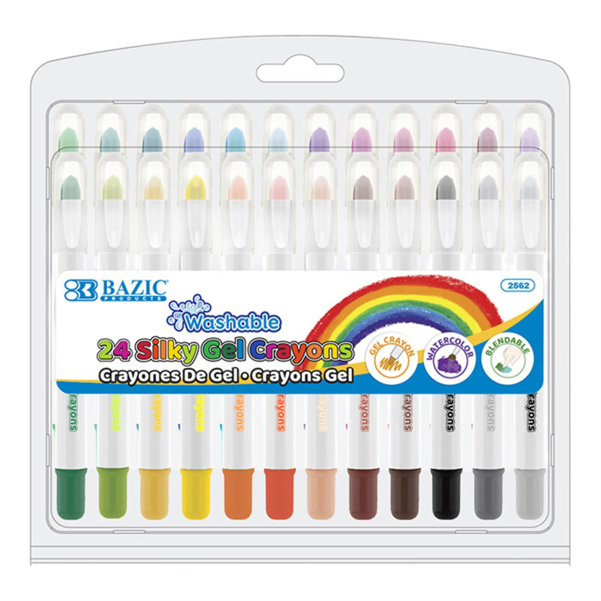 Bazic 24 Color Silky Gel Crayons /Case Qty - 12
