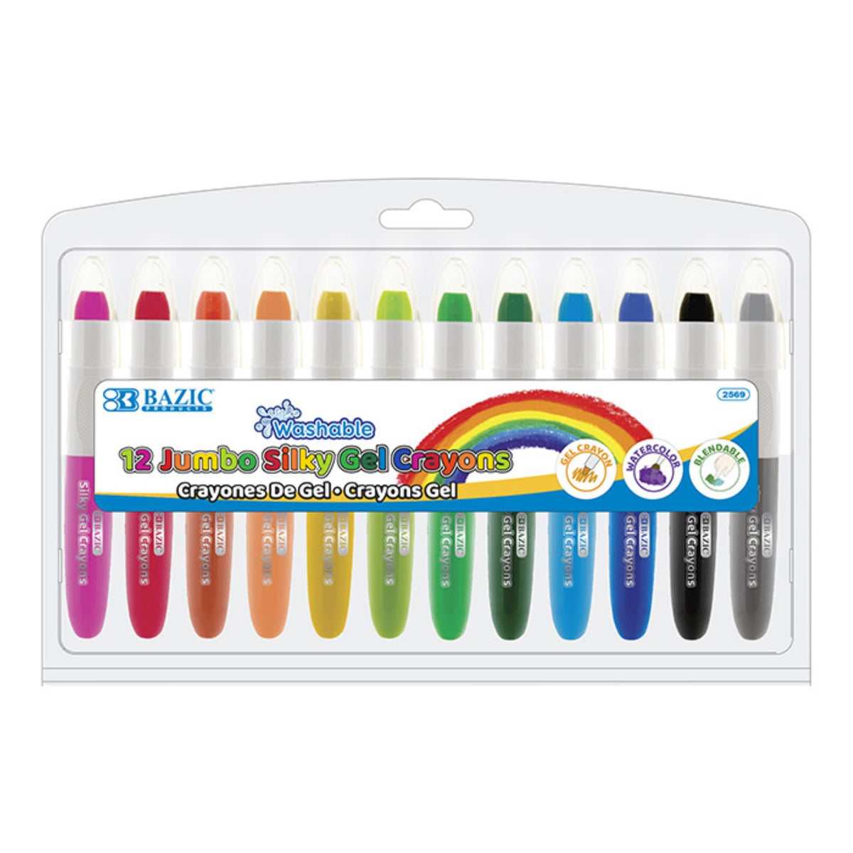 Bazic 12 Color Jumbo Silky Gel Crayons /Case Qty - 72