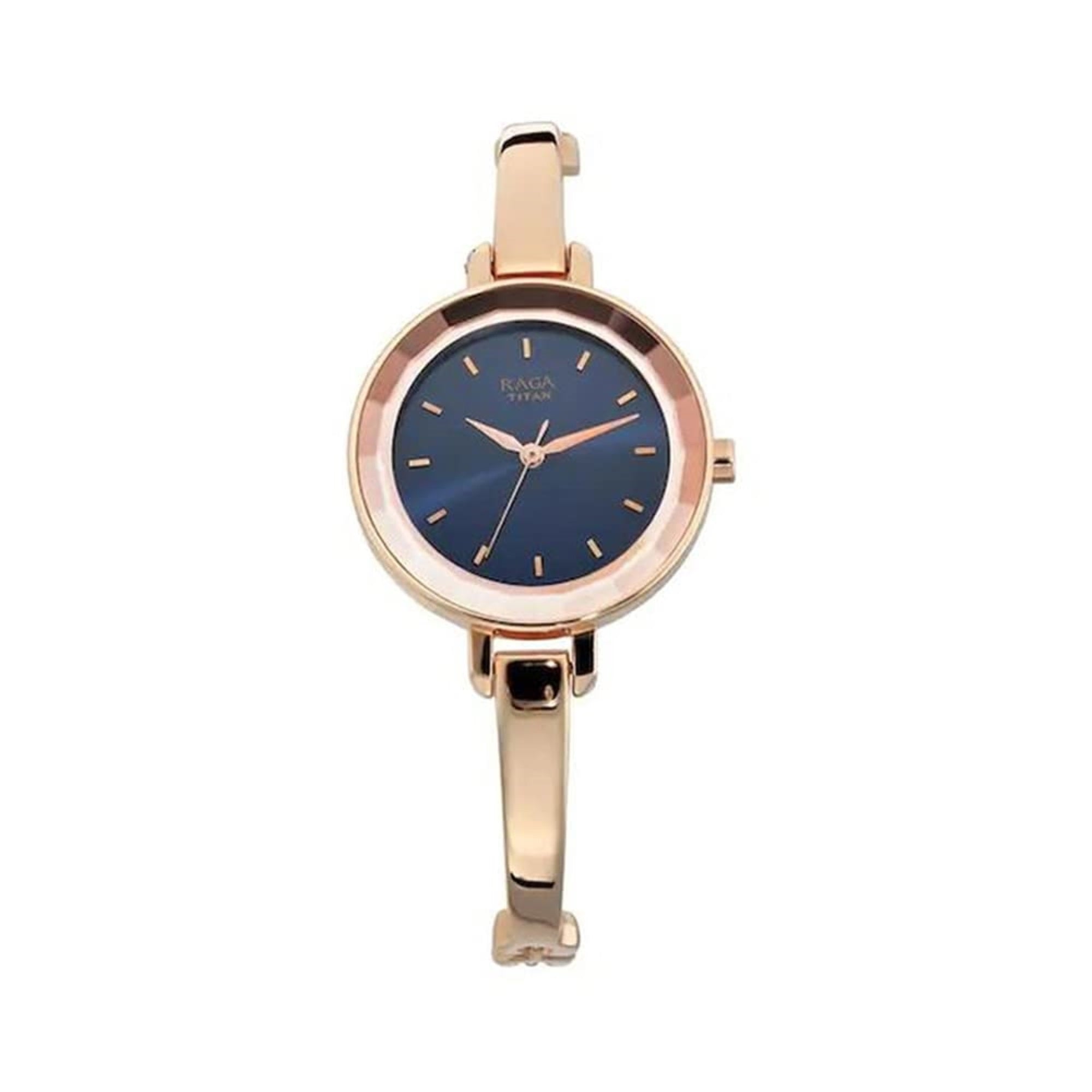 Titan Raga Quartz Analog Blue Dial Metal Strap Watch for Women-NS2575WM02