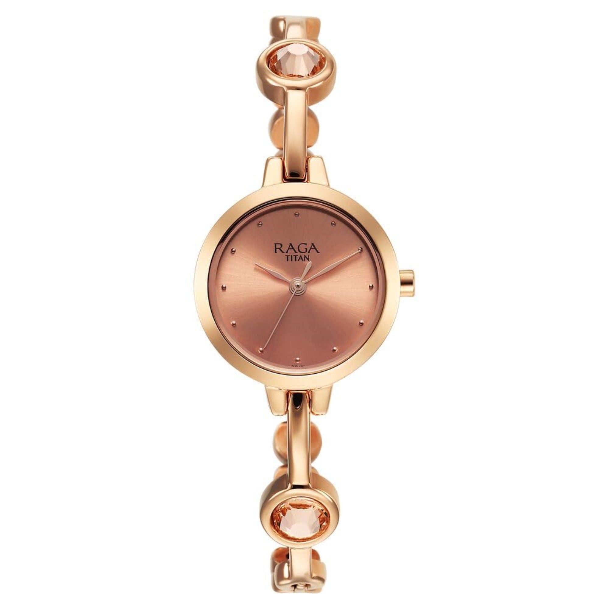 Titan Raga Viva Quartz Analog Rose Gold Dial Metal Strap Watch for Women-NS2576WM02