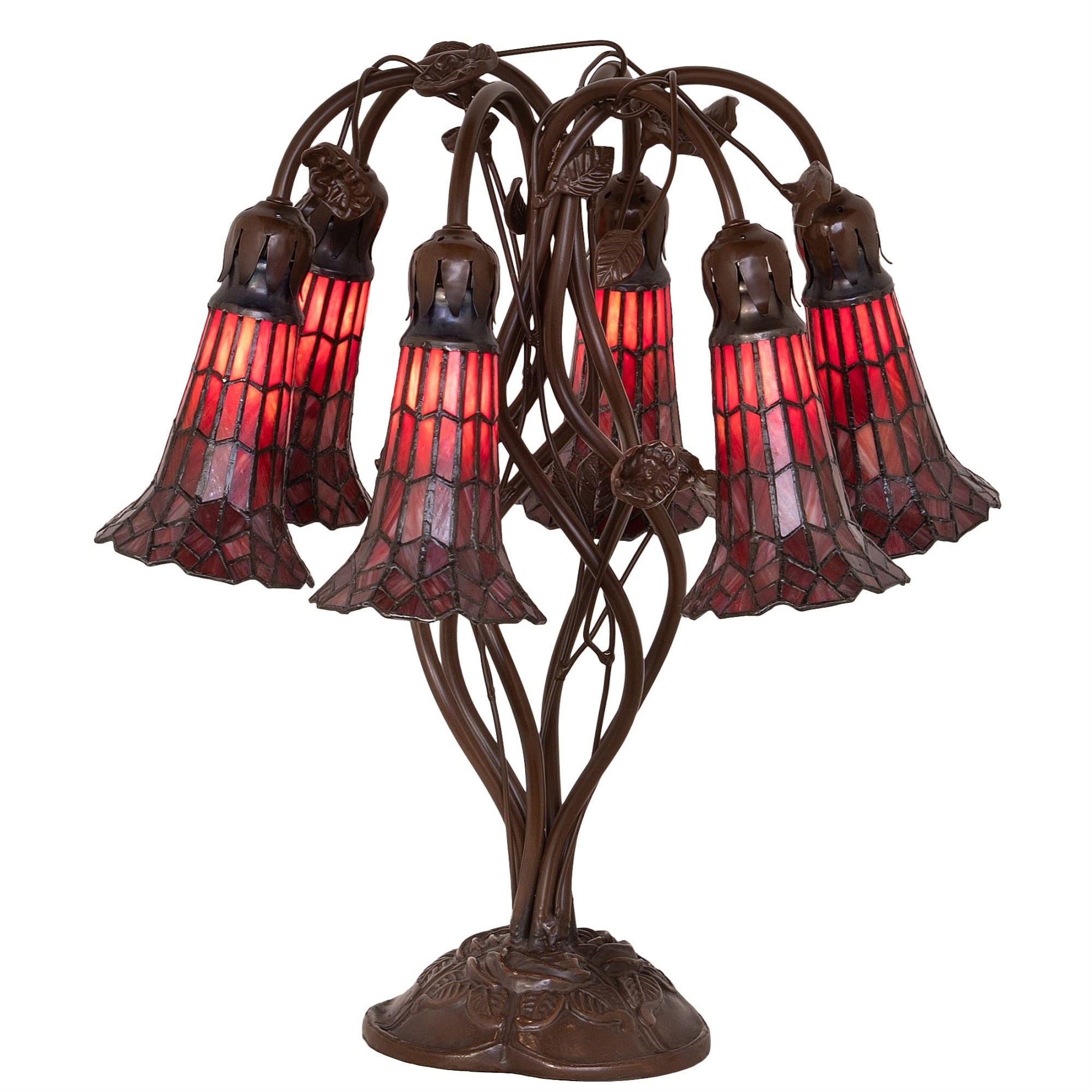 19' High Stained Glass Pond Lily 6 Light Table Lamp