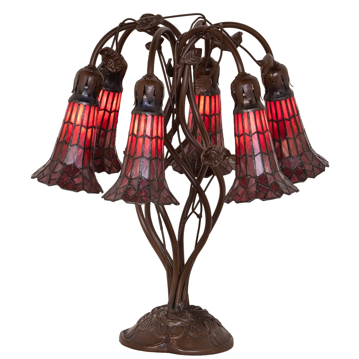 19' High Stained Glass Pond Lily 6 Light Table Lamp