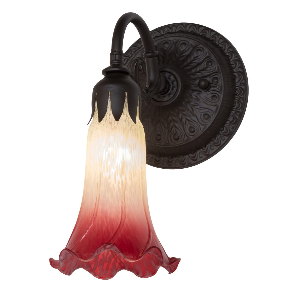 5.5' Wide Pink/White Tiffany Pond Lily Wall Sconce
