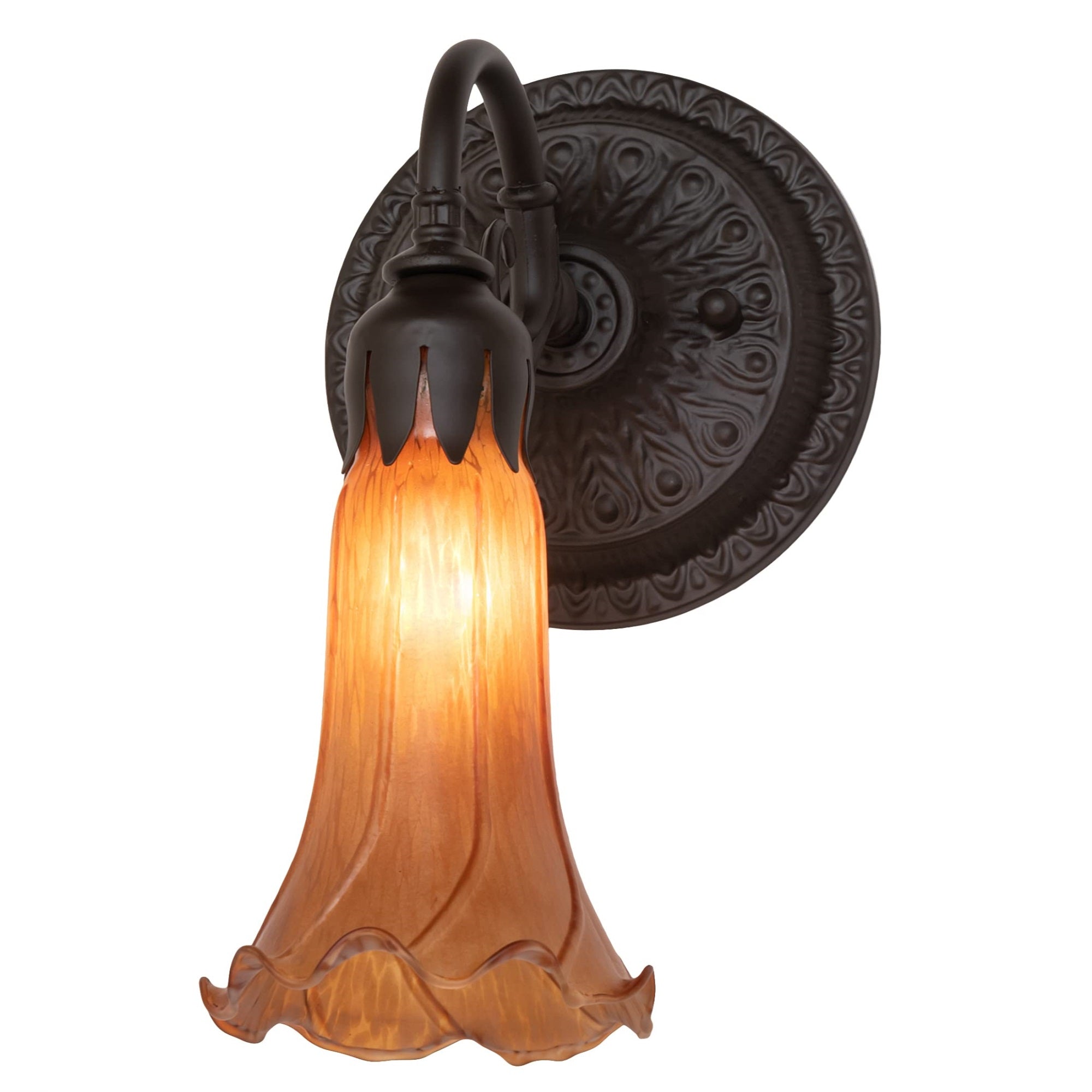 5.5' Wide Amber Tiffany Pond Lily Wall Sconce