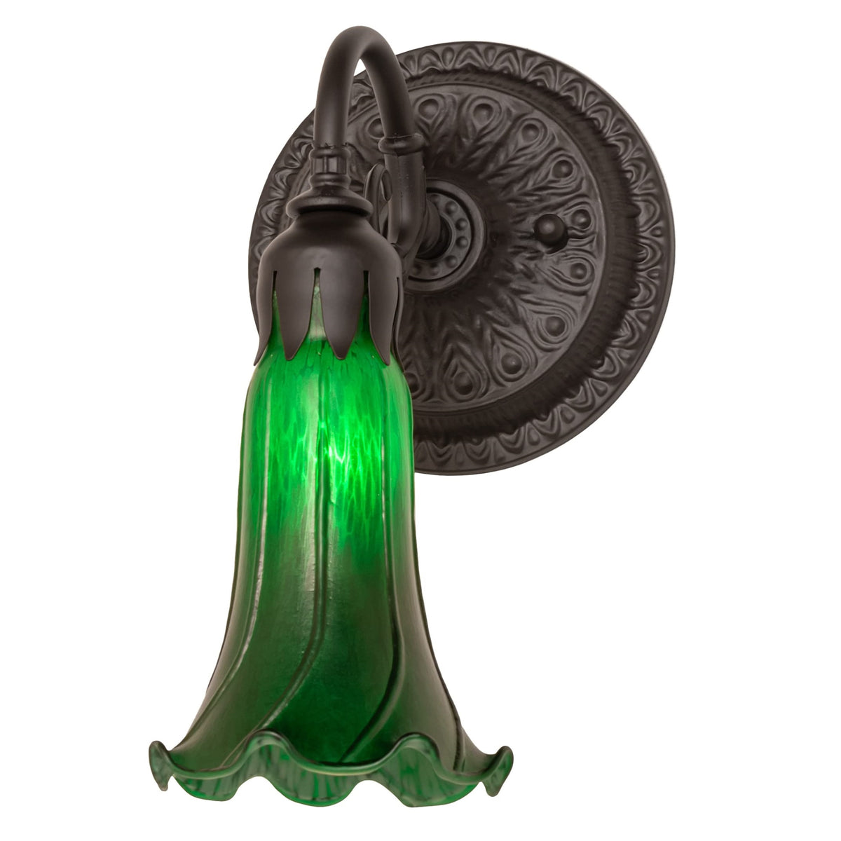 5.5' Wide Green Tiffany Pond Lily Wall Sconce