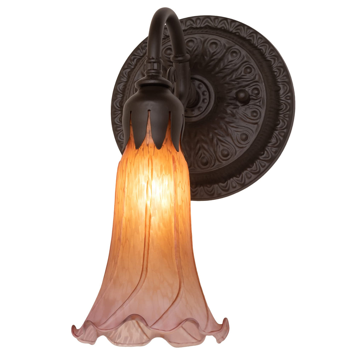 5.5' Wide Amber/Purple Tiffany Pond Lily Wall Sconce