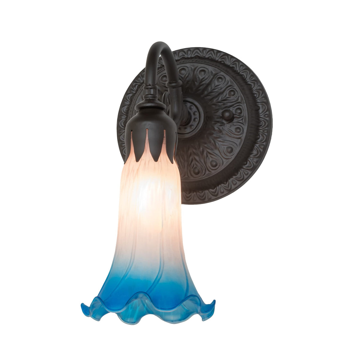 5.5' Wide Pink/Blue Tiffany Pond Lily Wall Sconce