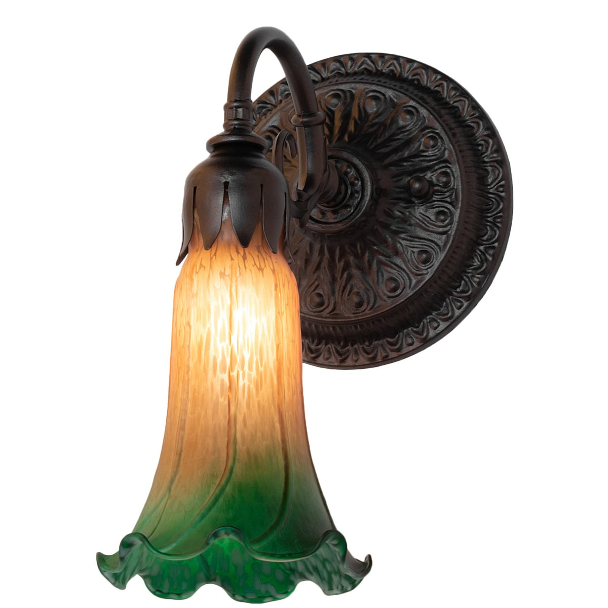 5.5' Wide Amber/Green Tiffany Pond Lily Wall Sconce