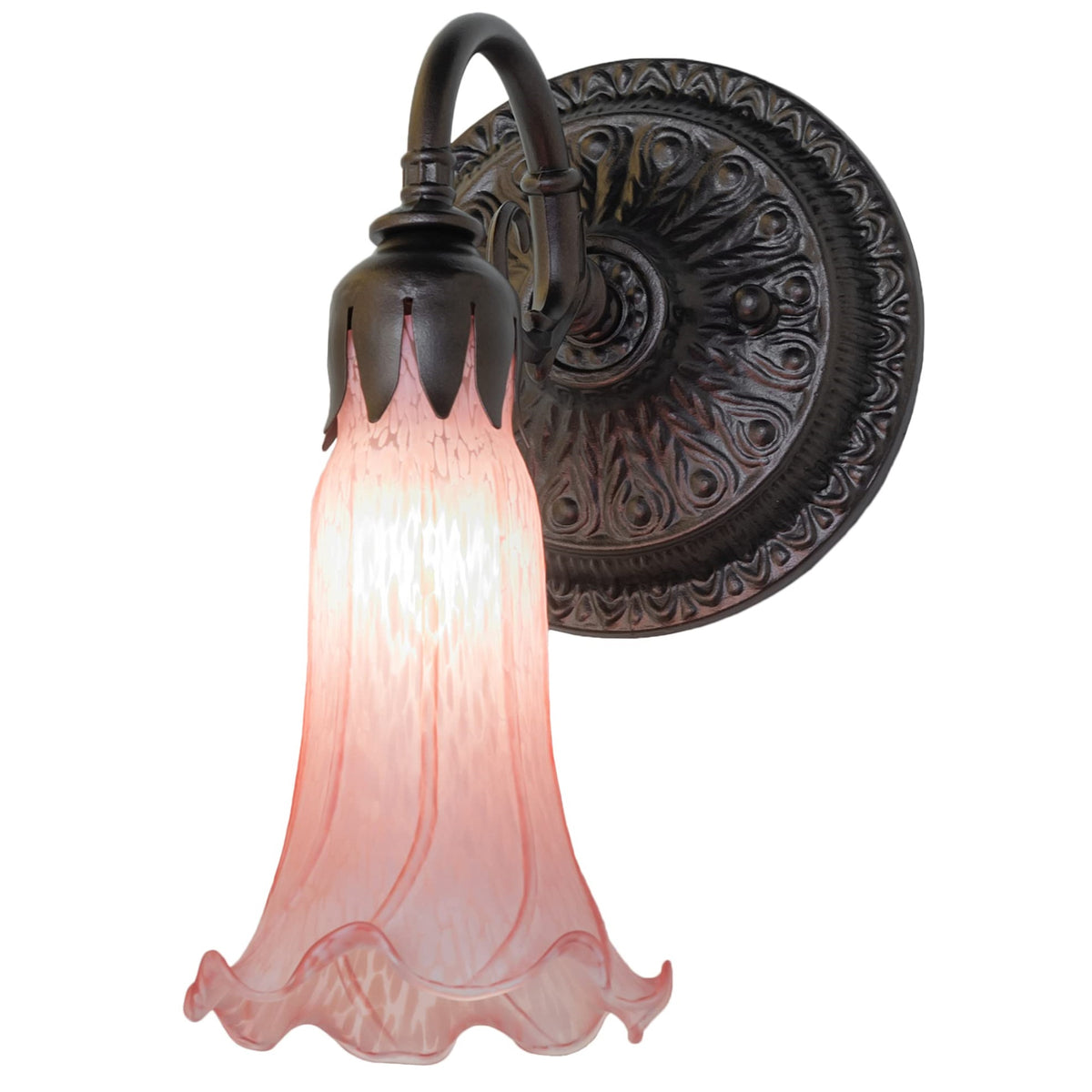 5.5' Wide Pink Tiffany Pond Lily Wall Sconce