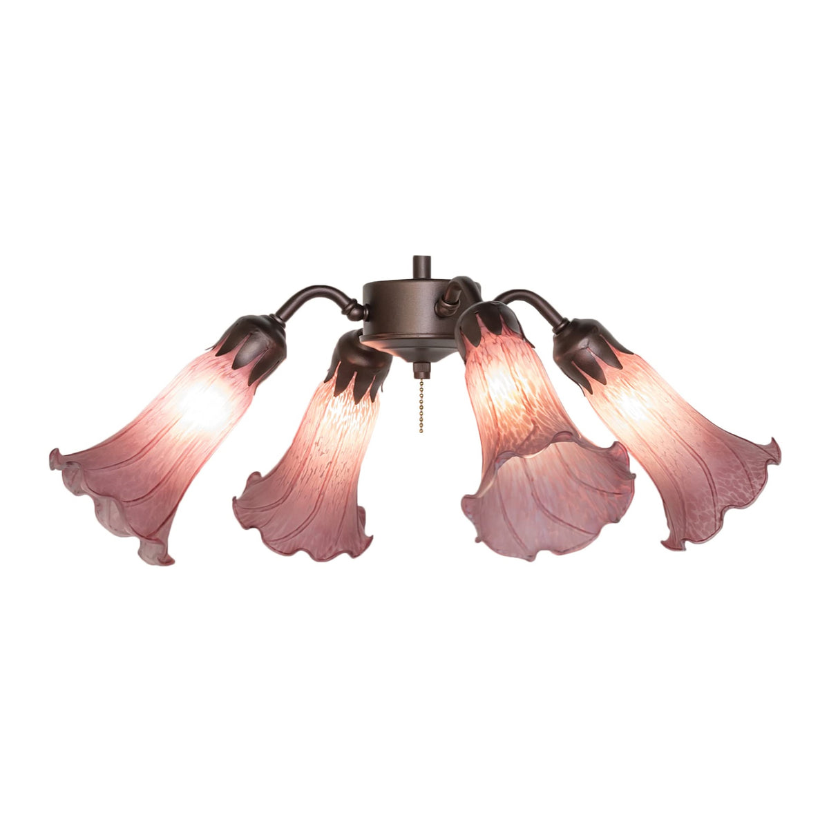 19' Wide Lavender Tiffany Pond Lily 4 Light Fan Light