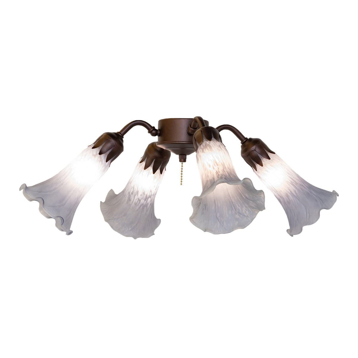 19' Wide Gray Tiffany Pond Lily 4 Light Fan Light