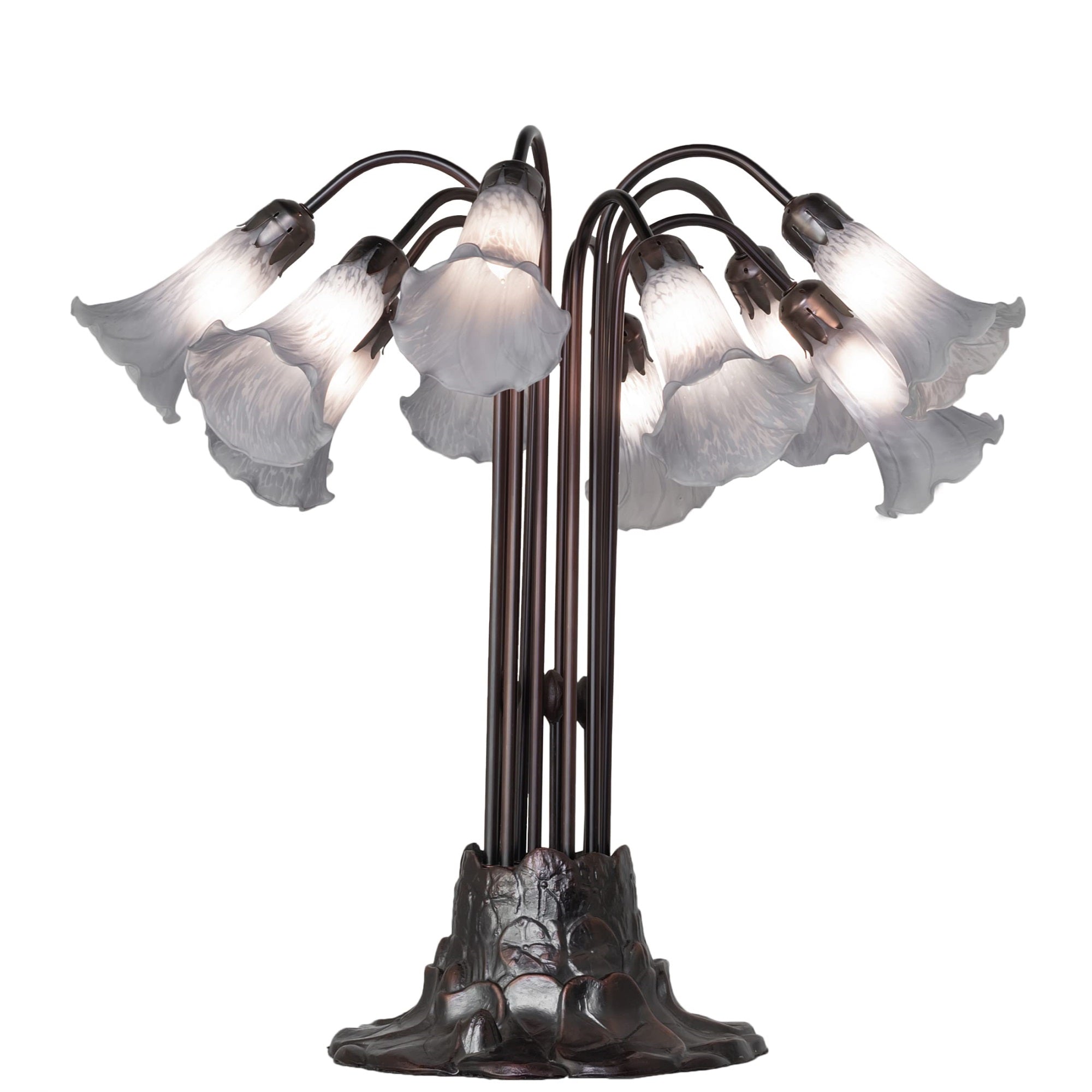 24' High Gray Tiffany Pond Lily 10 Light Table Lamp