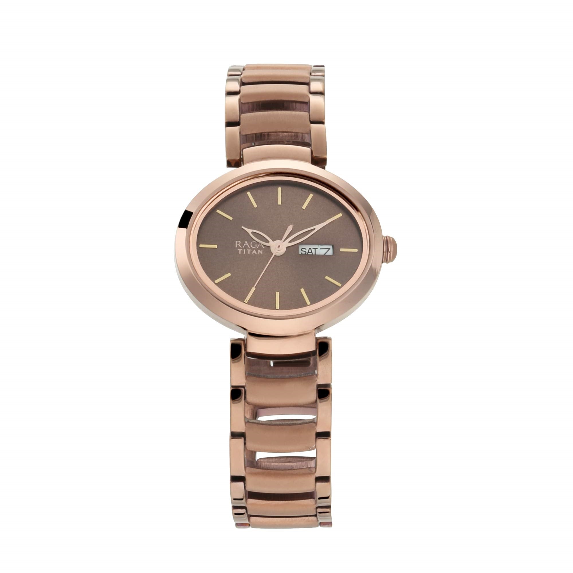 Titan Metal Viva Analog Brown Dial Women's Watch Nm2620Qm01/Nn2620Qm01/Np2620Qm01, Band Color-Rose Gold