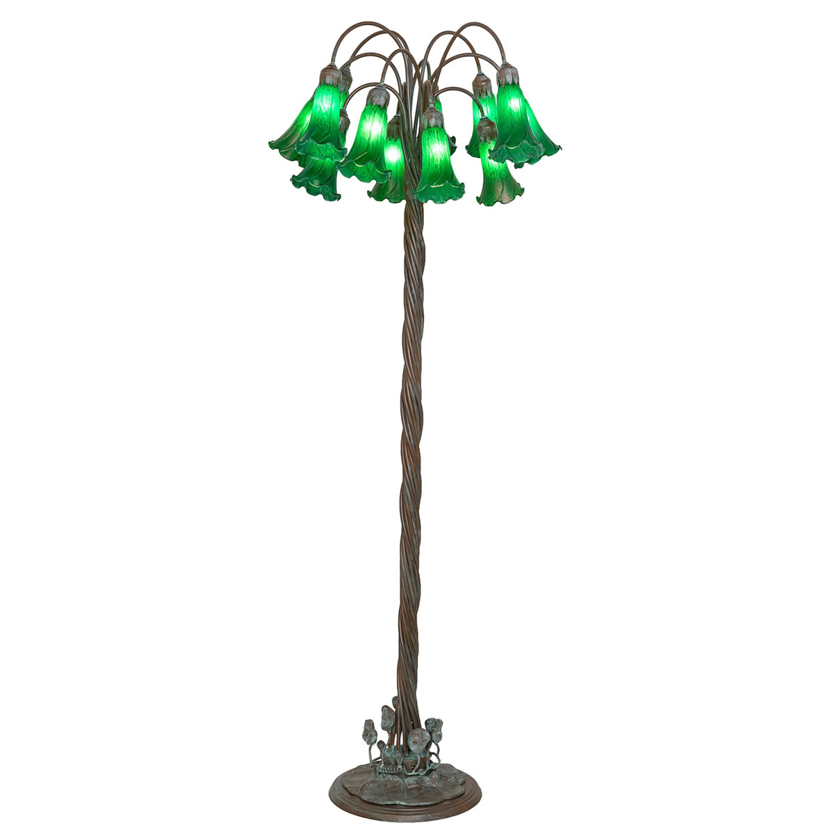 61' High Green Tiffany Pond Lily 12 Light Floor Lamp