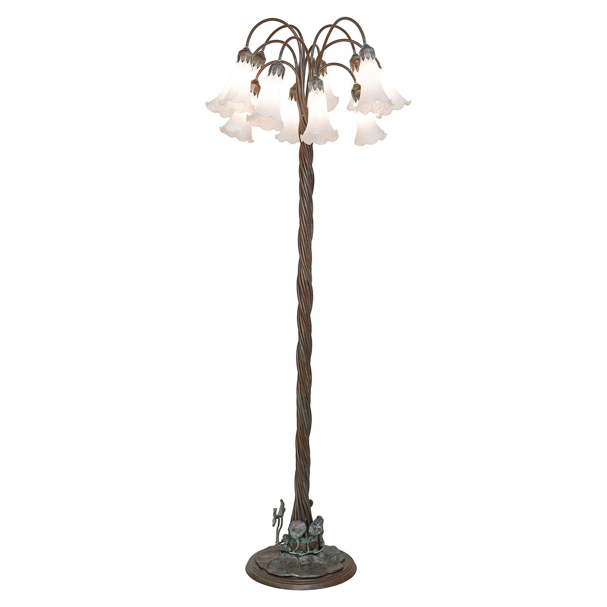 61' High White Tiffany Pond Lily 12 Light Floor Lamp