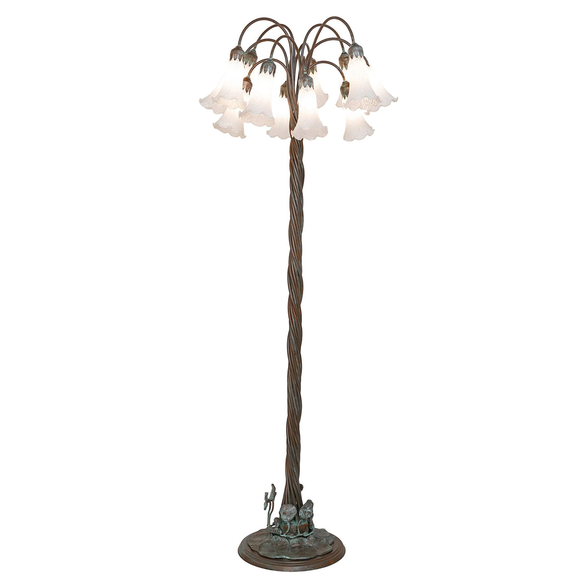 61' High White Tiffany Pond Lily 12 Light Floor Lamp