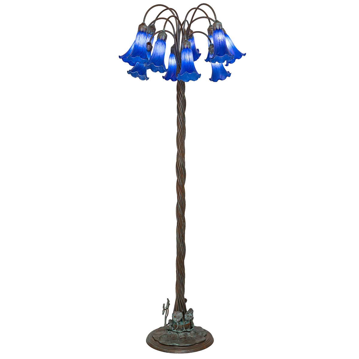 61' High Blue Tiffany Pond Lily 12 Light Floor Lamp