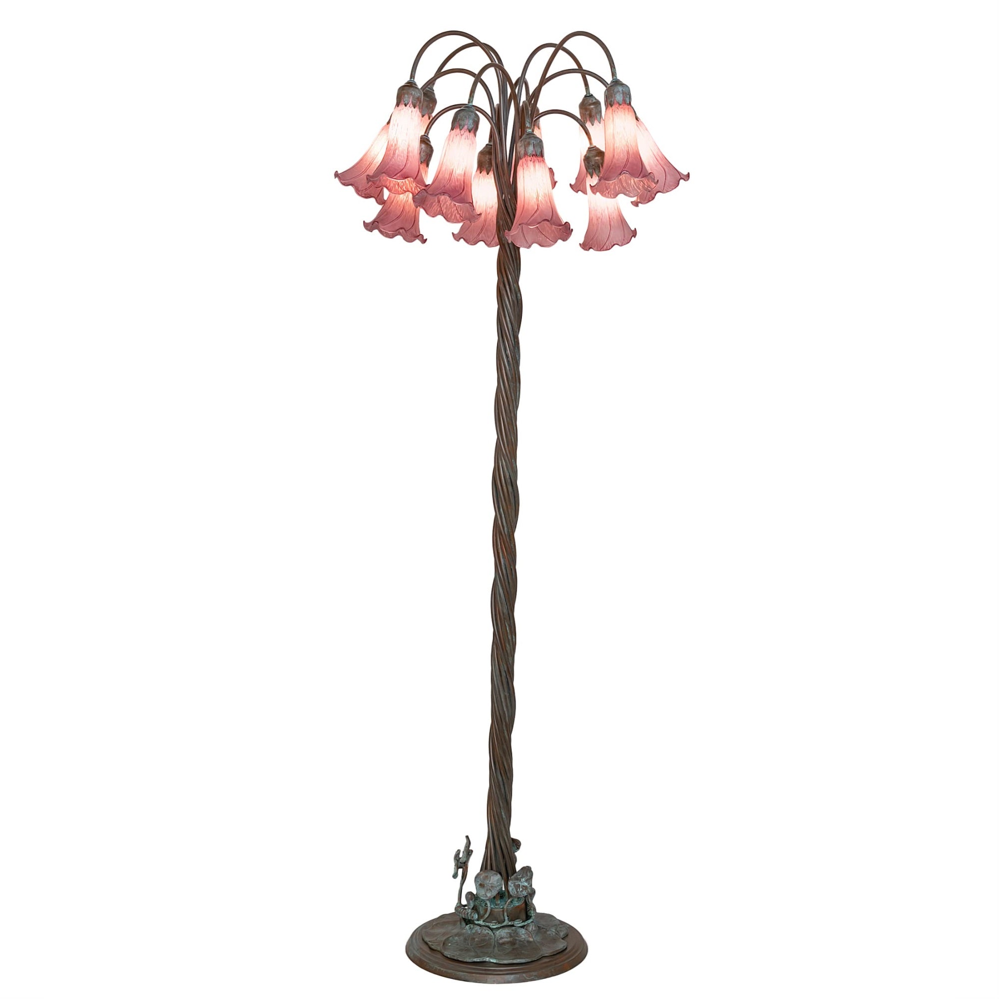 61' High Lavender Tiffany Pond Lily 12 Light Floor Lamp