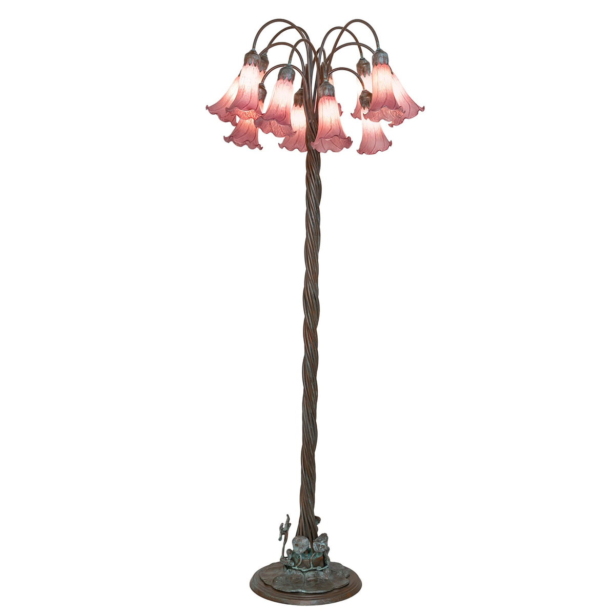 61' High Lavender Tiffany Pond Lily 12 Light Floor Lamp