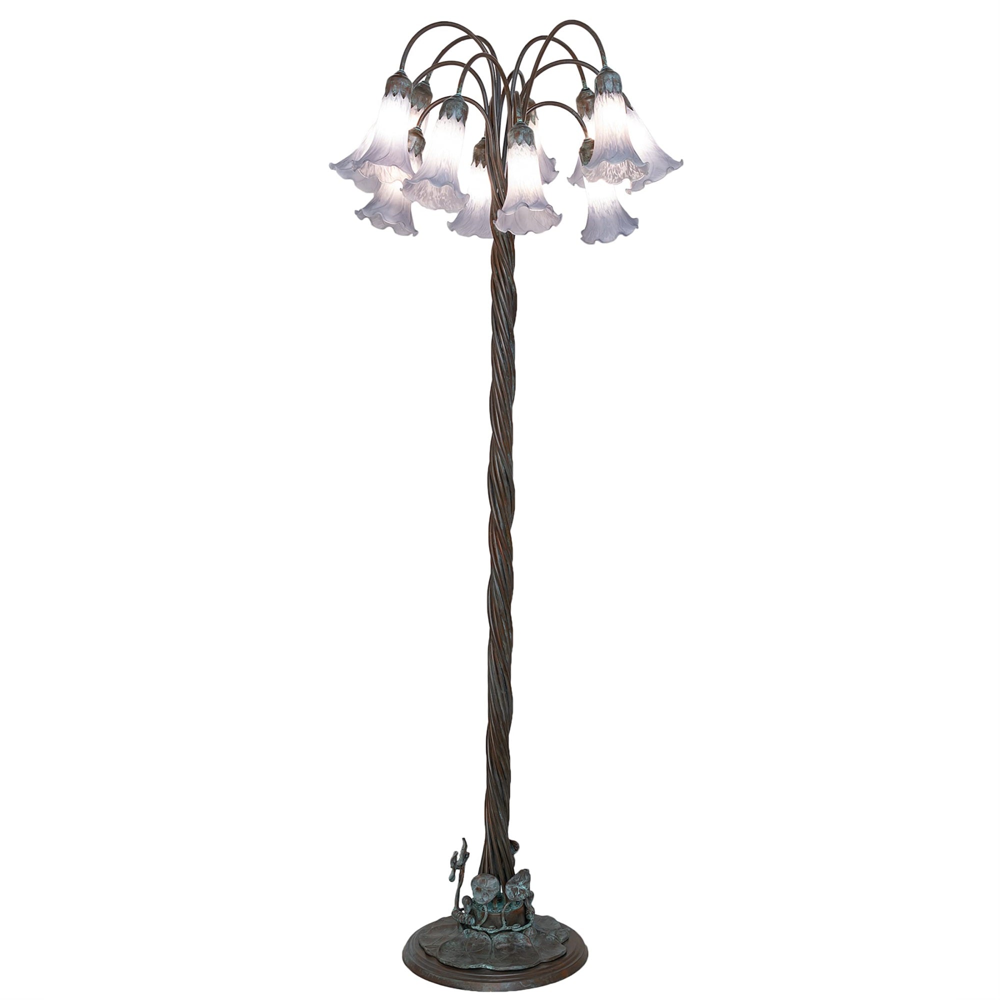 61' High Gray Tiffany Pond Lily 12 Light Floor Lamp