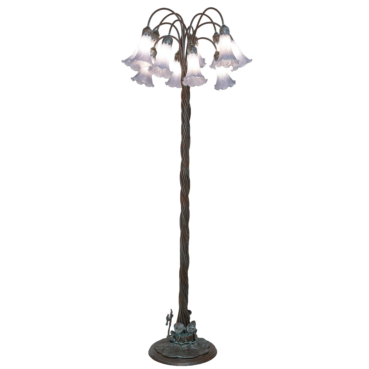 61' High Gray Tiffany Pond Lily 12 Light Floor Lamp