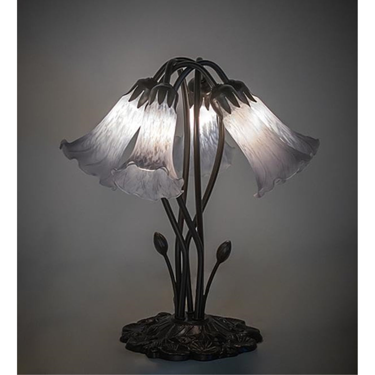 16' High Gray Tiffany Pond Lily 5 Light Table Lamp