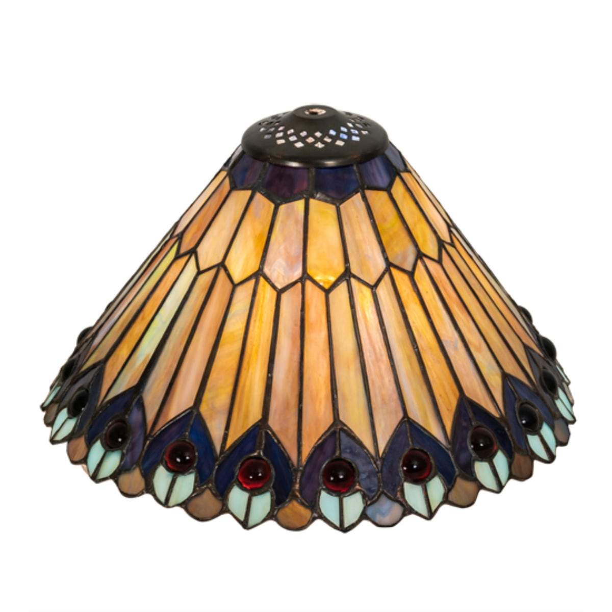 12 Wide Tiffany Jeweled Peacock Shade