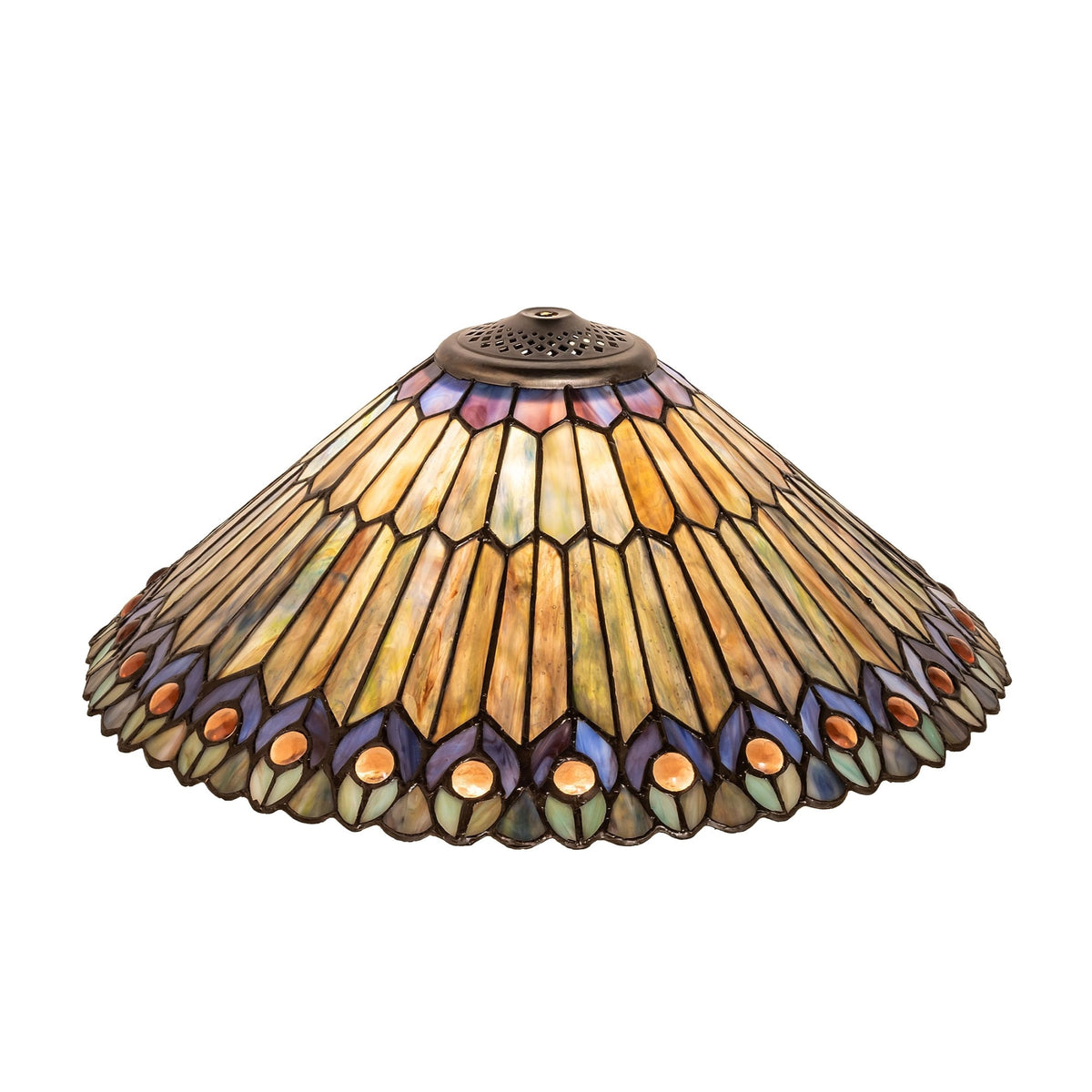17' Wide Tiffany Jeweled Peacock Shade