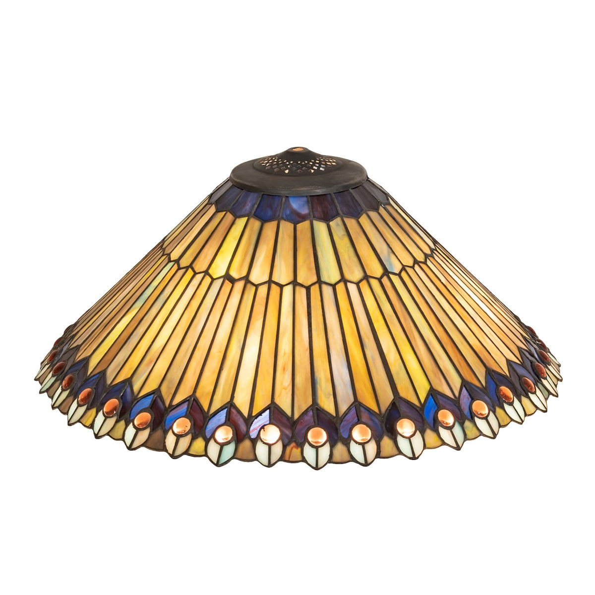 20' Wide Tiffany Jeweled Peacock Shade