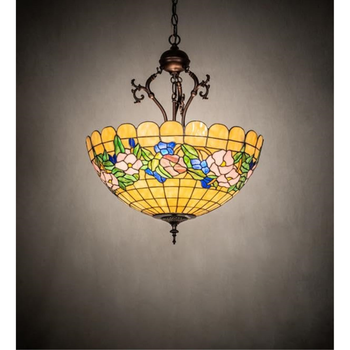 20' Wide Tiffany Pansy Inverted Pendant