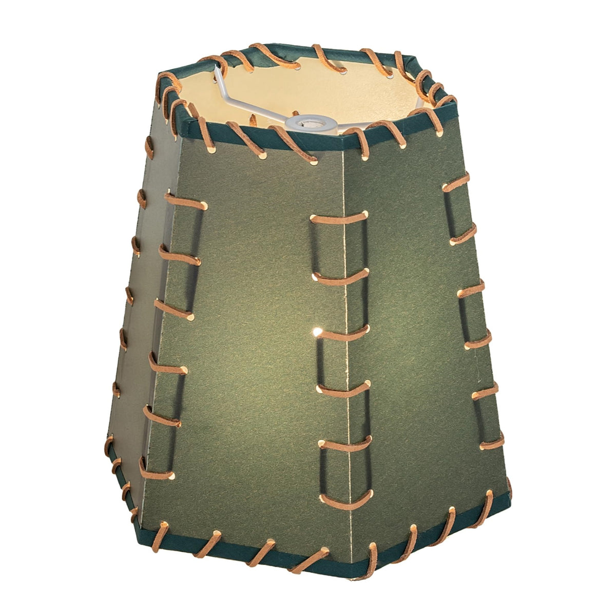 7' Wide Faux Leather & Rawhide Hexagon Shade