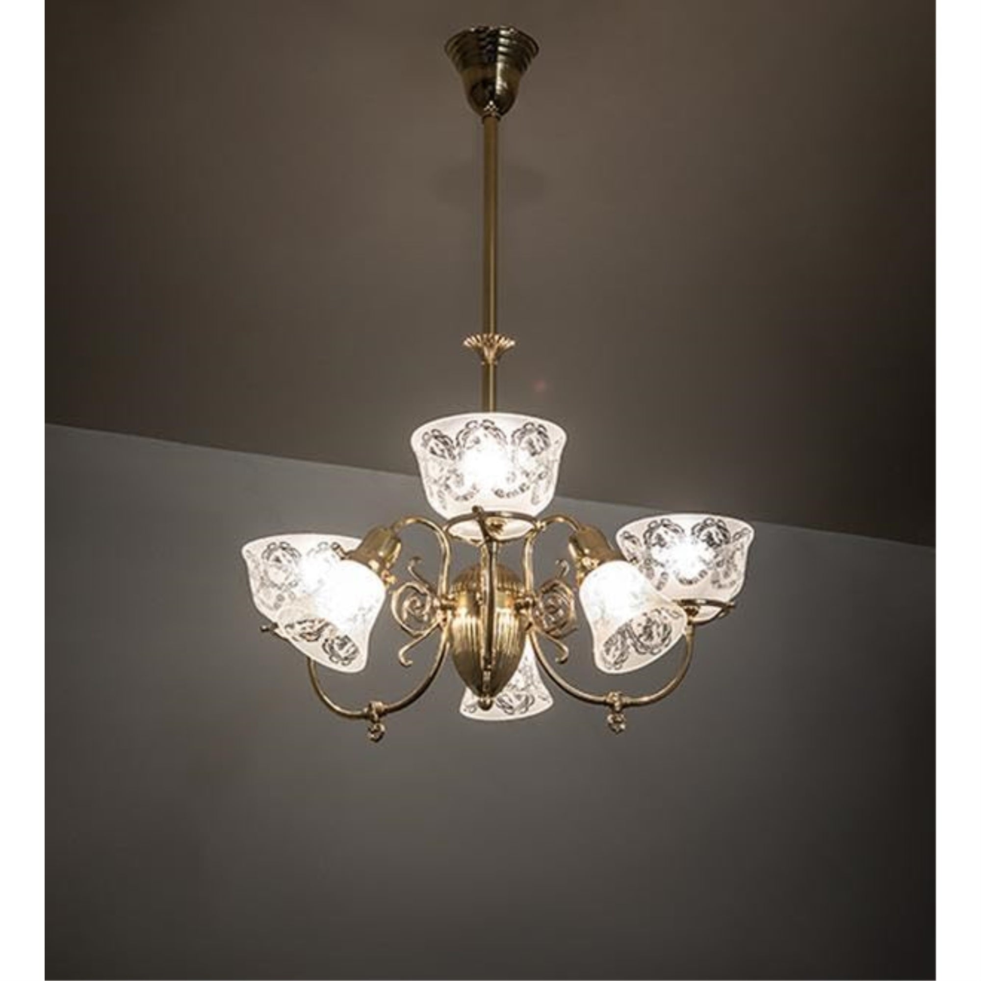 29' Wide Revival Gas & Electric 6 Light Chandelier