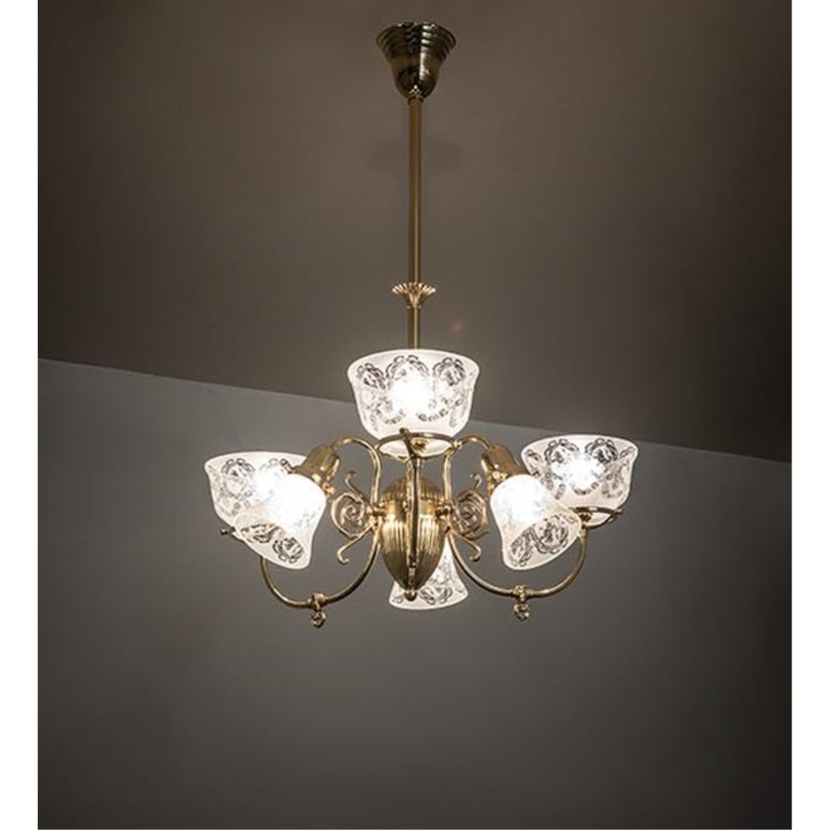 29' Wide Revival Gas & Electric 6 Light Chandelier