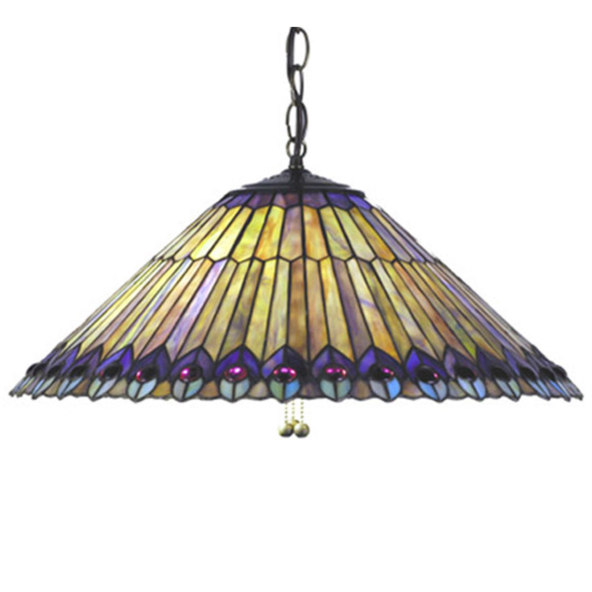 20W Tiffany Jeweled Peacock Pendant