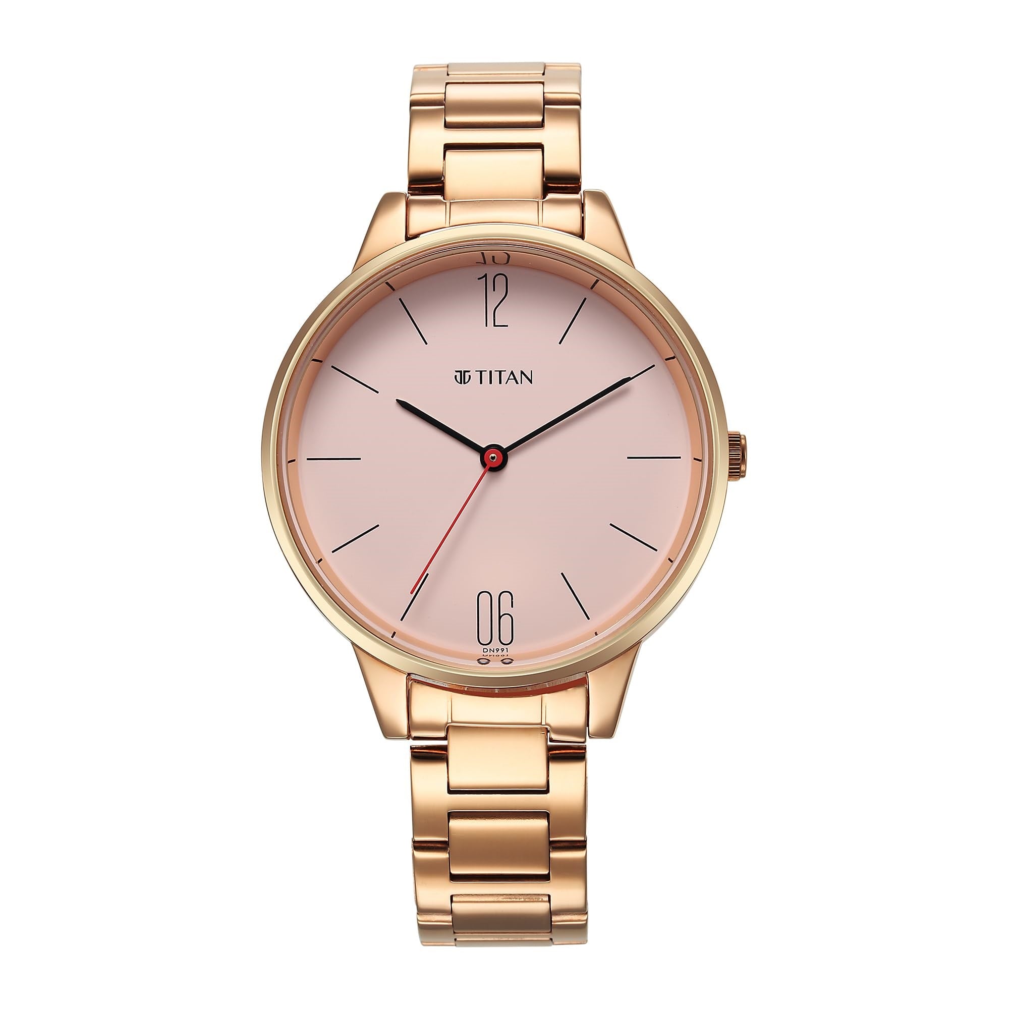 Titan Quartz Analog Rose Gold Dial Stainless Steel Watch for Women-2648WM04