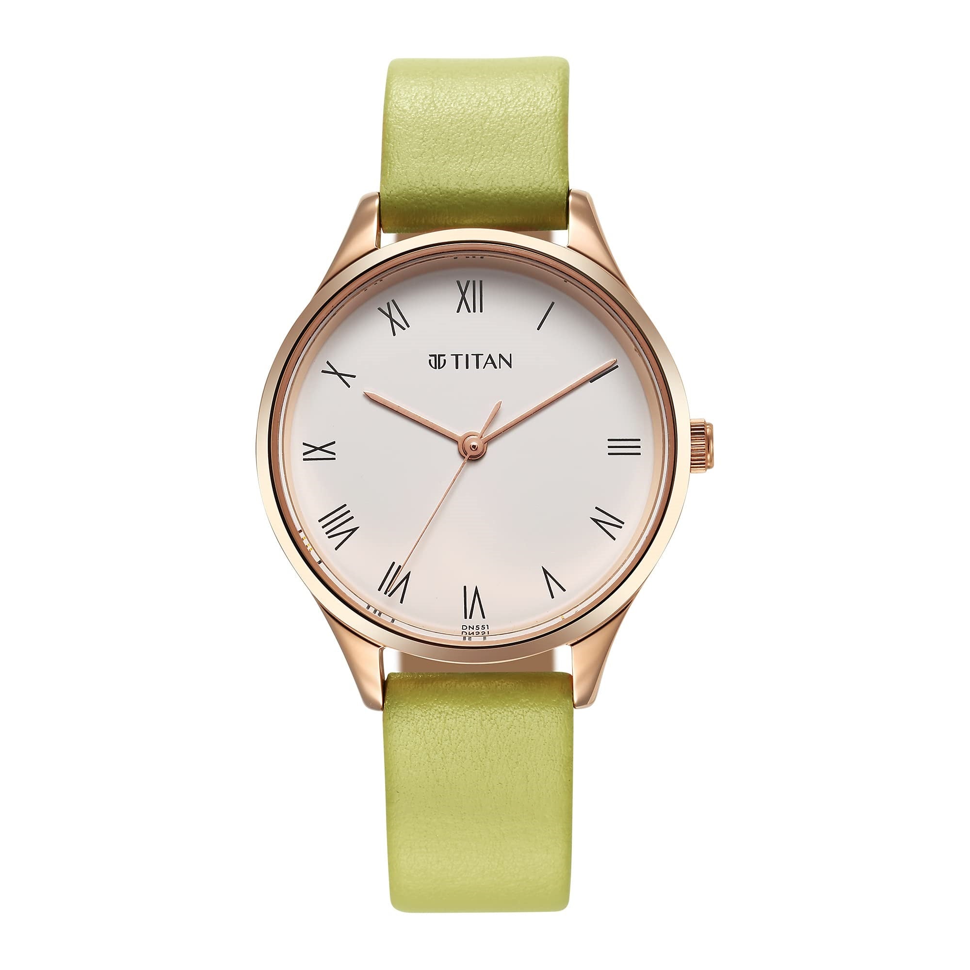 Titan Workwear Green Leather Strap Watch for Women-NS2649WL03