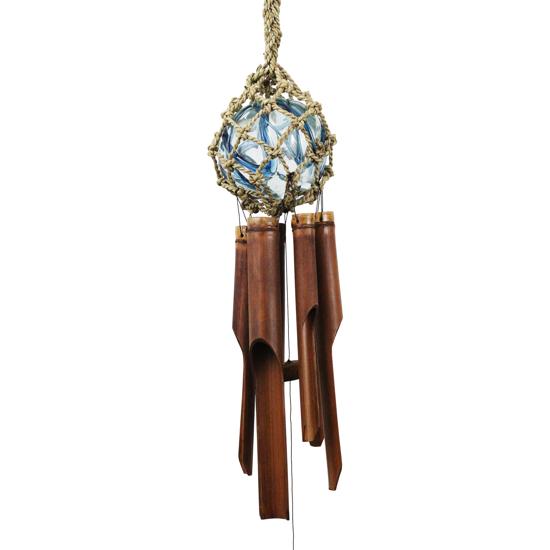6 Clear Glass Ball Bamboo Wind Chime