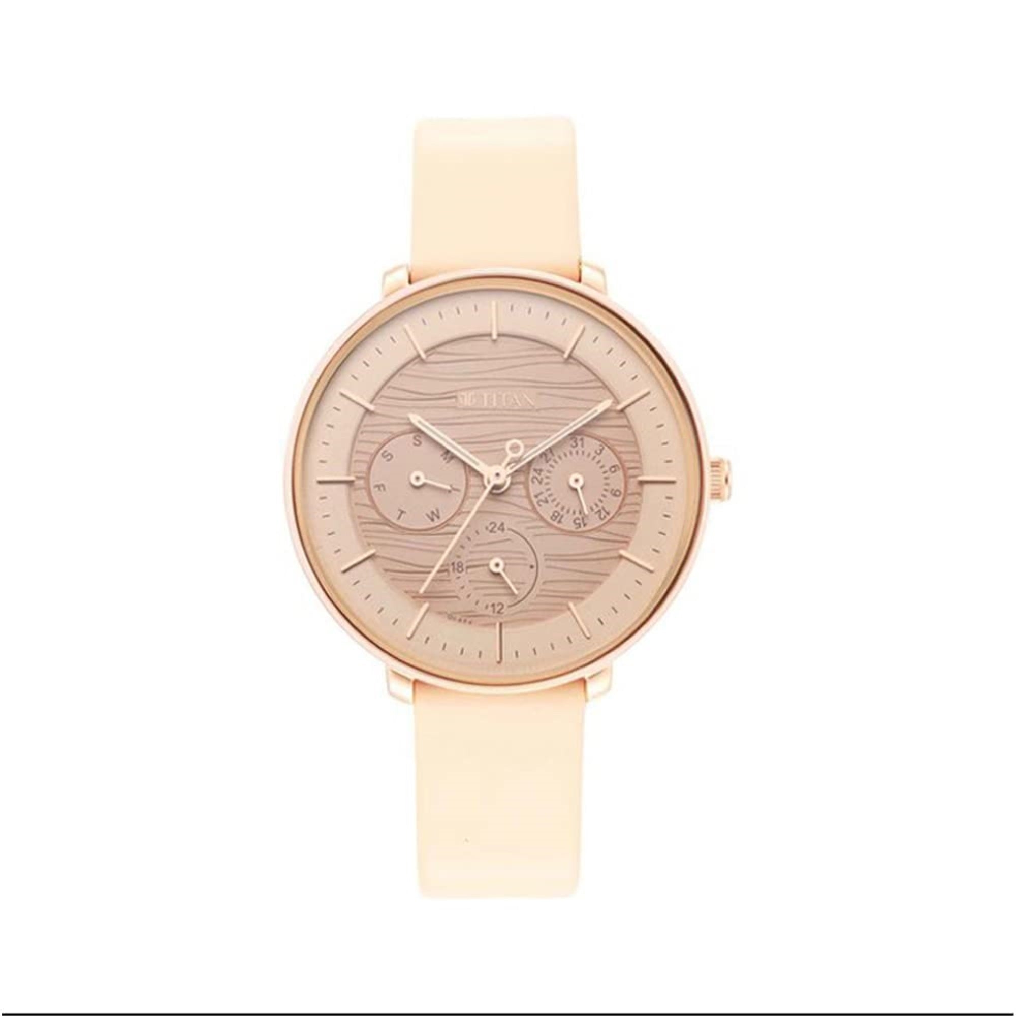 Titan Women Leather Analog Rose Gold Dial Watch-Np2651Wl03/Np2651Wl03, Band Color-Rose Gold