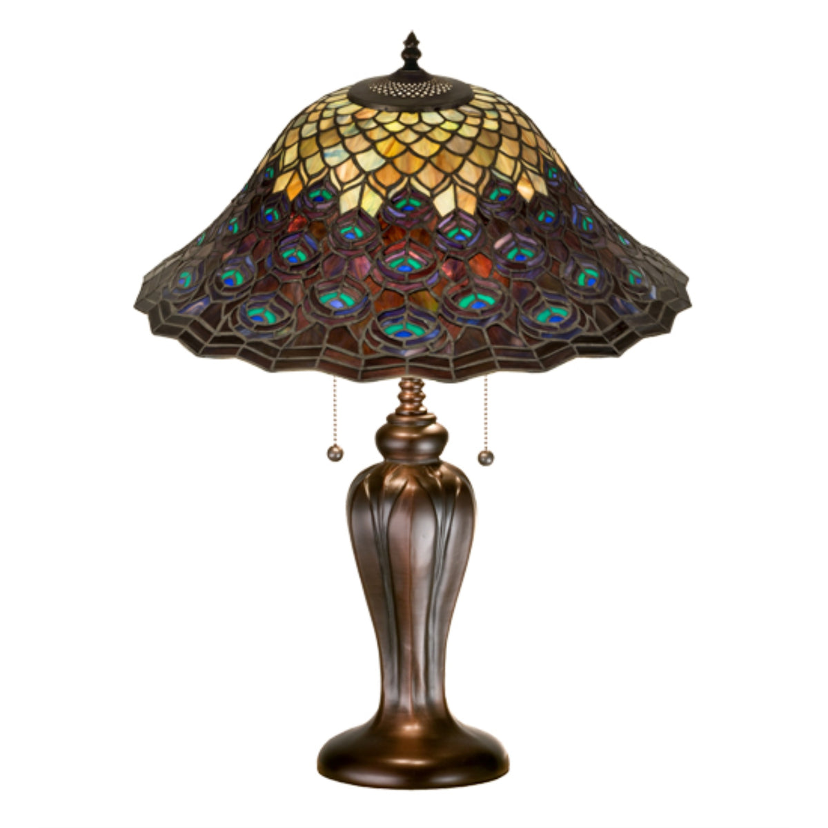 25'H Tiffany Peacock Feather Table Lamp