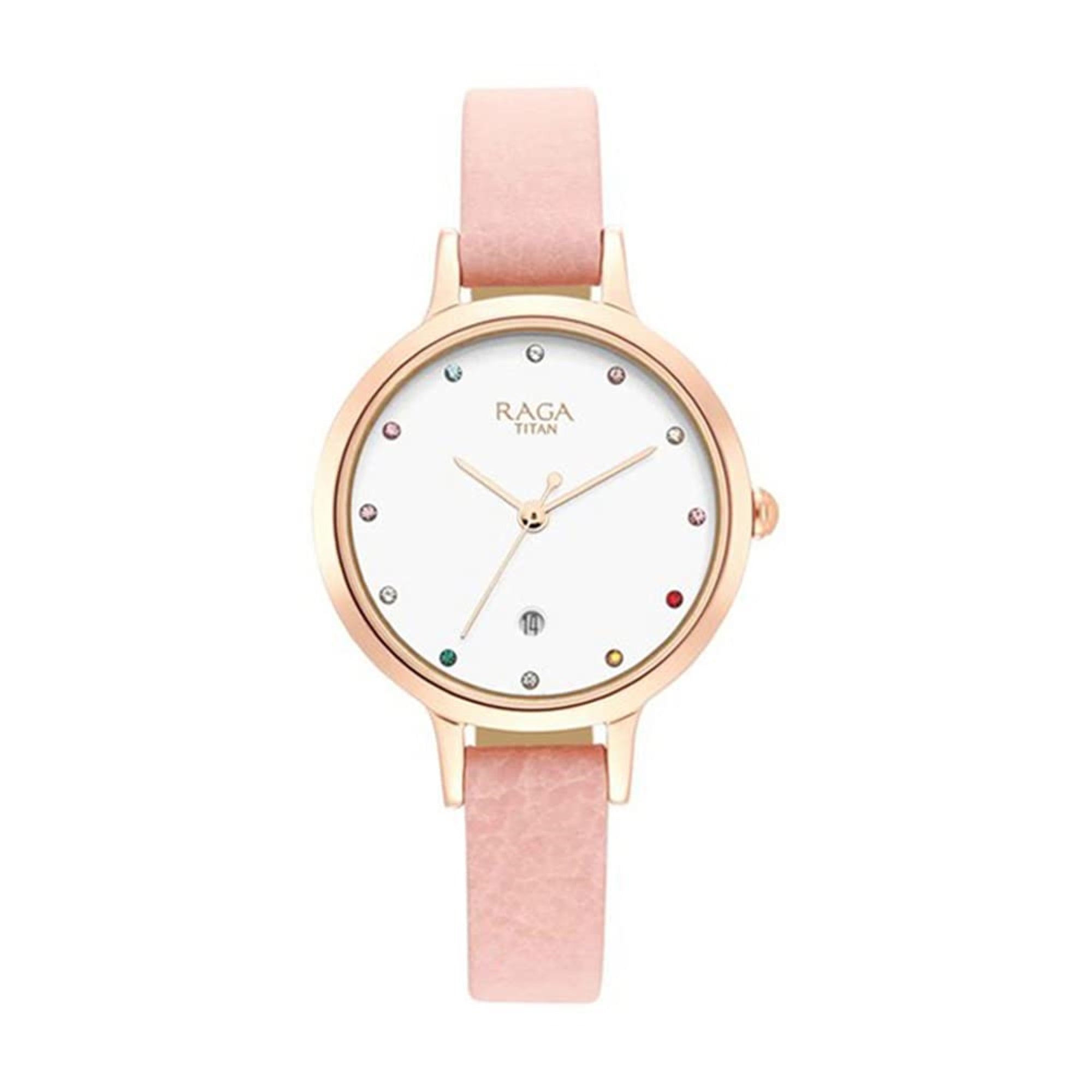 Titan Women Brass Analog White Dial Watch-Np2666Wl01/Np2666Wl01, Band Color-Pink