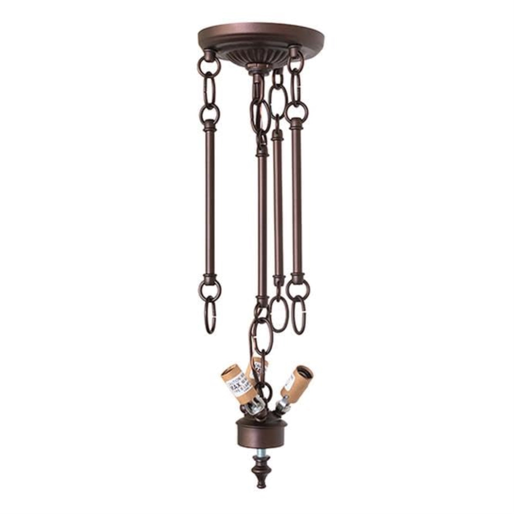 10' Wide Mahogany Bronze 3 Light Semi-Flushmount Hardware