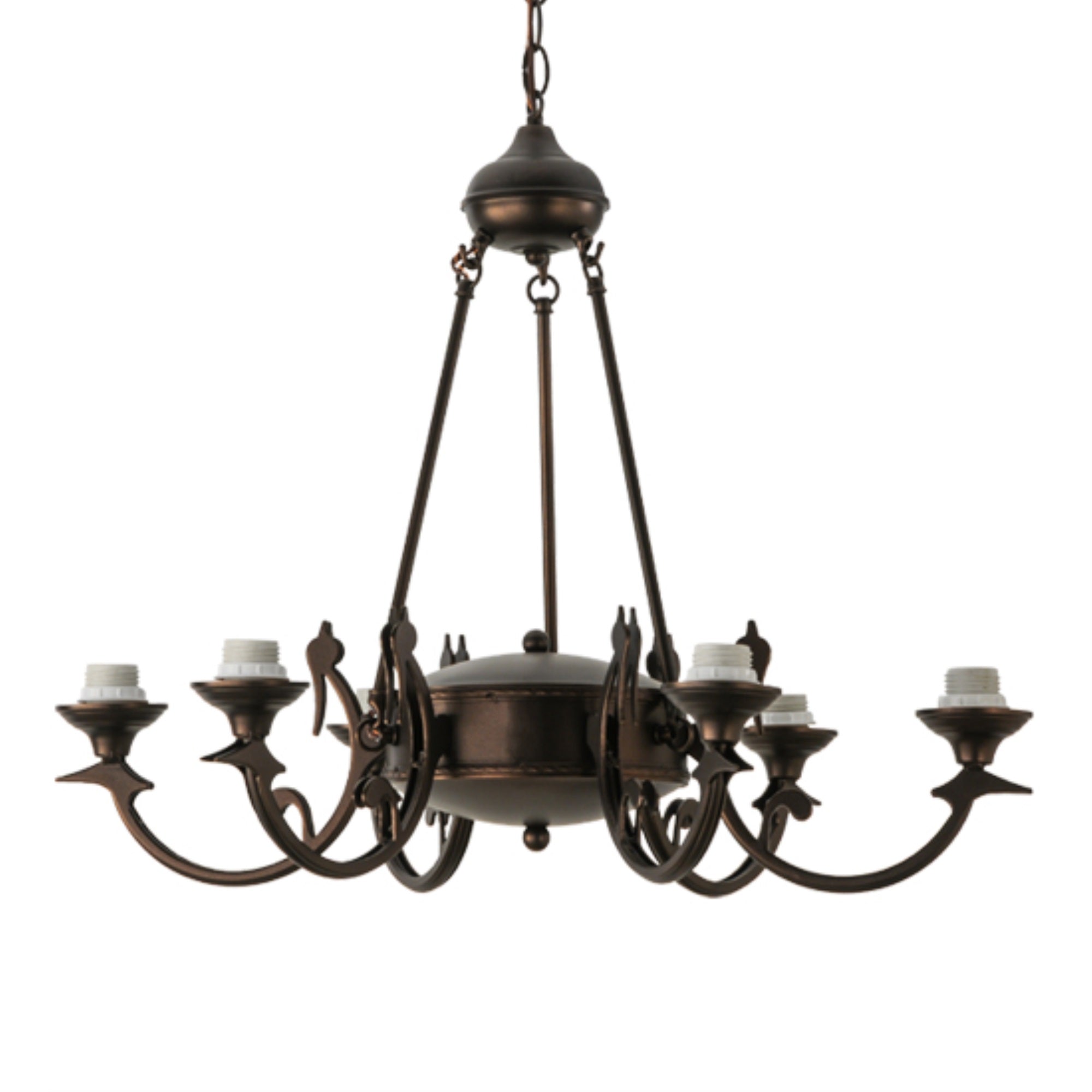 29'W Mahogany Bronze 6 Uplights Chandelier Hardware