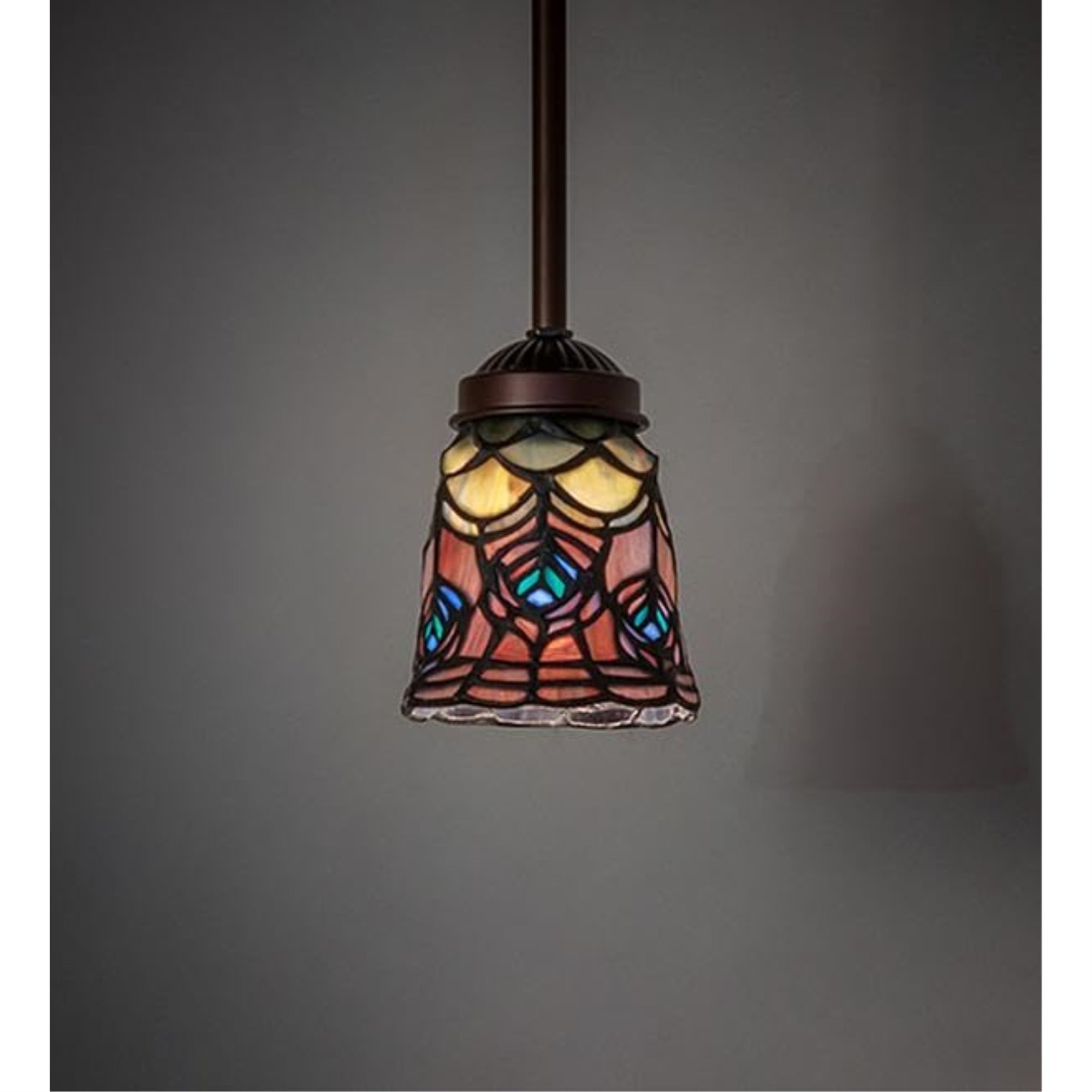 5' Wide Tiffany Peacock Feather Mini Pendant