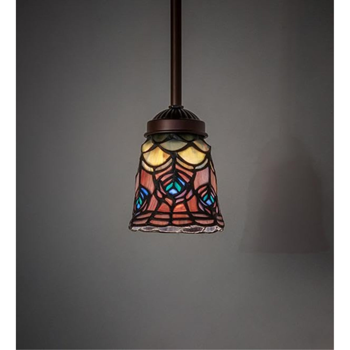 5' Wide Tiffany Peacock Feather Mini Pendant